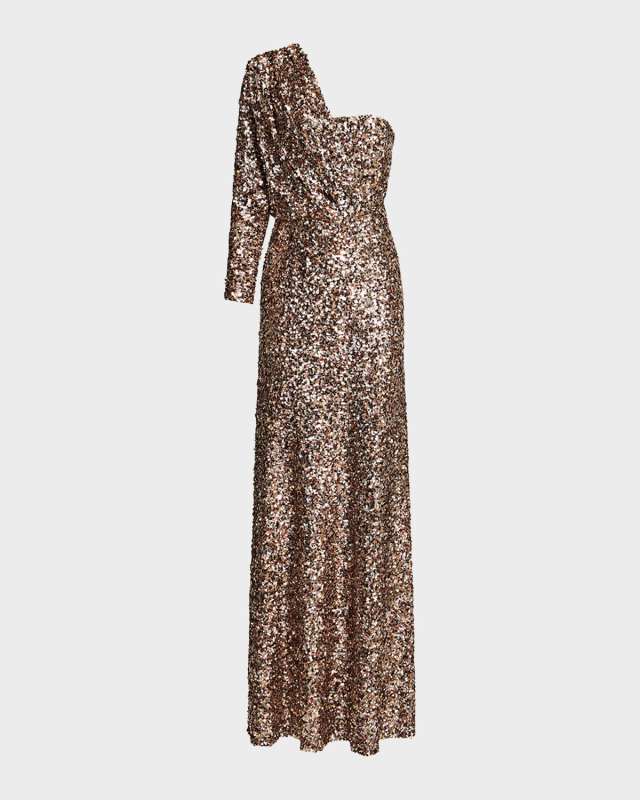 Ramona One-Shoulder Sequin Gown